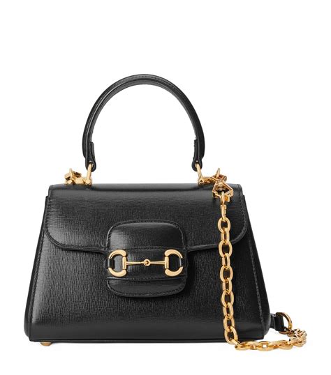 Burberry Black Leather Horsebit Top Handle Bag